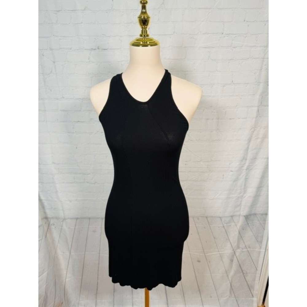 NWOT SKIMS Cotton Rib Tank Dress Soot Black Size L Bodycon Mini